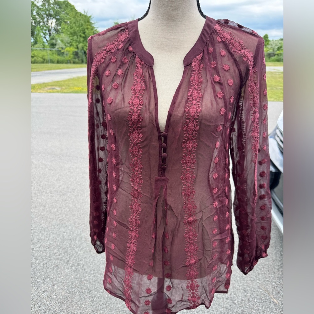Elegant Burgundy Lace Women's Top by Zoa NY